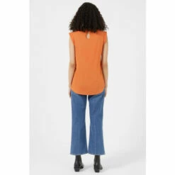French Connection Orange Crepe Light Capped Sleeve T-Shirt -French Connection store unnamed file 827