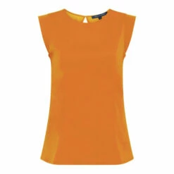 French Connection Orange Crepe Light Capped Sleeve T-Shirt -French Connection store unnamed file 828