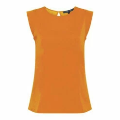 French Connection Orange Crepe Light Capped Sleeve T-Shirt -French Connection store unnamed file 829