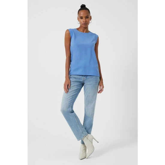 unnamed-file-831.jpg French Connection Blue Crepe Light Capped Sleeve T-Shirt -French Connection store unnamed file 831