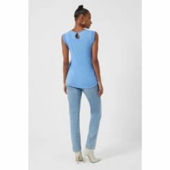 French Connection Blue Crepe Light Capped Sleeve T-Shirt 4 French Connection Blue Crepe Light Capped Sleeve T-Shirt -French Connection store unnamed file 832