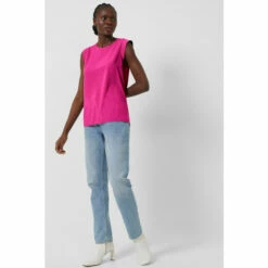 French Connection Pink Crepe Light Capped Sleeve T-Shirt -French Connection store unnamed file 841
