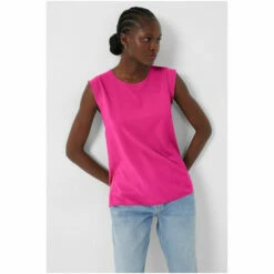 French Connection Pink Crepe Light Capped Sleeve T-Shirt -French Connection store unnamed file 842