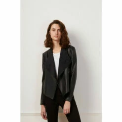 French Connection Black Stephanie Waterfall Front Jacket