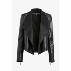 French Connection Black Stephanie Waterfall Front Jacket -French Connection store unnamed file 864