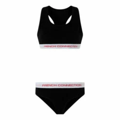 French Connection Black Crop Top & Briefs Set