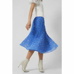 French Connection Blue Bhelle Crepe Pannel Pleated Midi Skirt -French Connection store unnamed file 921