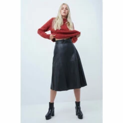 French Connection Black Arlan Leather Midi Skirt -French Connection store unnamed file 931