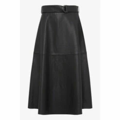 French Connection Black Arlan Leather Midi Skirt -French Connection store unnamed file 933