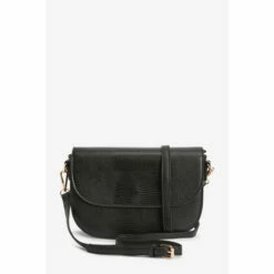 French Connection Lizard Emboss Black Shoulder Bag