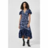 French Connection Blue Bhelle Mix Recycled Delphine Midi Dress